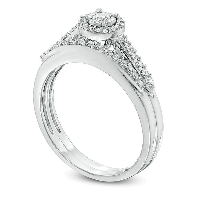Braut-Set mit Diamant-Rahmen 0,33 ct. Gesamtgewicht in 10K Weißgold