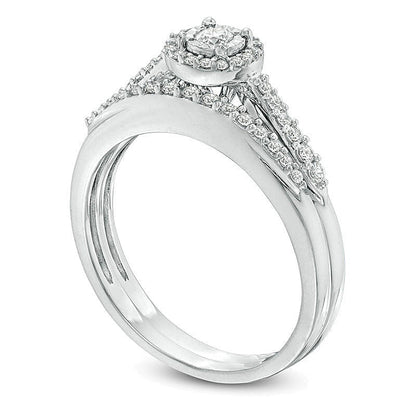 Braut-Set mit Diamant-Rahmen 0,33 ct. Gesamtgewicht in 10K Weißgold