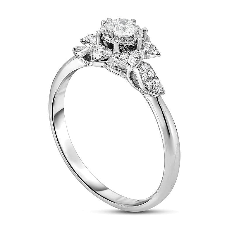 0,25 ct. Gesamtgewicht Diamant-Freundschaftsring mit Blütenrahmen in 10K Weißgold