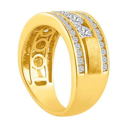 2.0 ct. Gesamtgewicht zertifizierter Ring mit Labordiamanten in 14K Gelbgold (F/VS2)