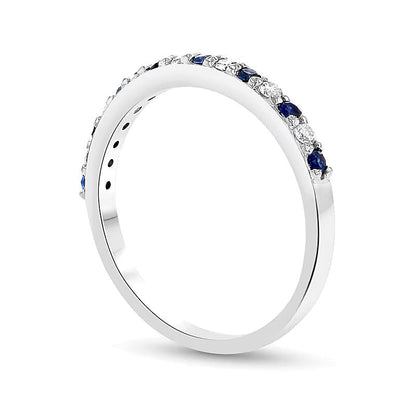 Blauer Saphir und Diamant 0,17 ct. Gesamtgewicht Ring im Wechsel-Design aus 14K Weißgold