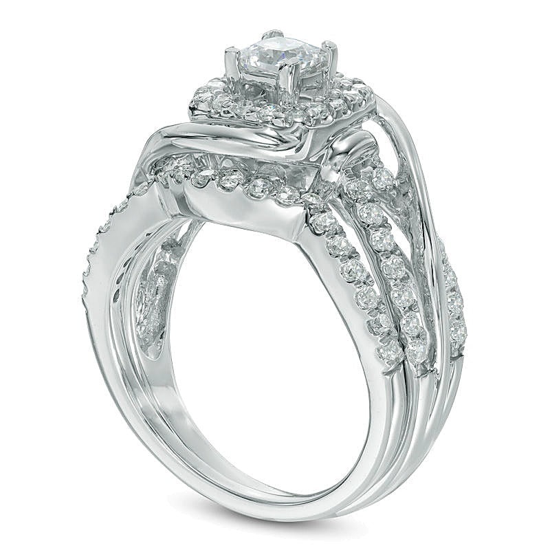 1.0 CT. TW Braut-Set mit Diamanten im Princess- und Rundschliff in 10K Weißgold