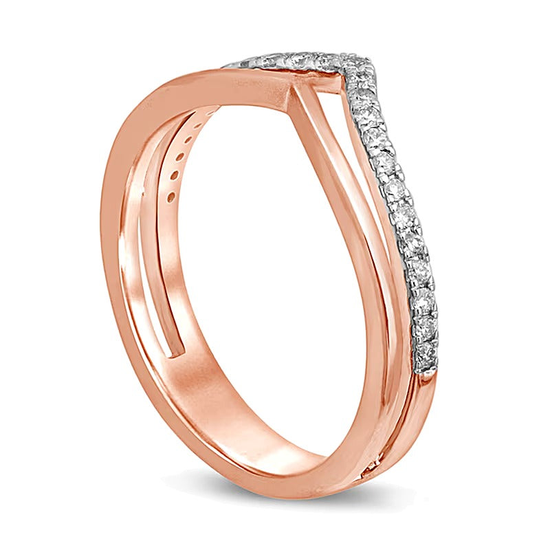 0.2 ct. Gesamtgewicht Diamant Chevron Memoire-Ring in 10K Roségold