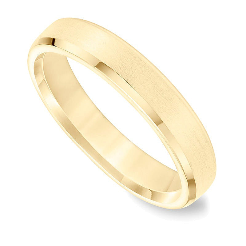 4,5mm Ehering mit Komfortschliff und gebürsteten, abgeschrägten Kanten in 14K Gelbgold