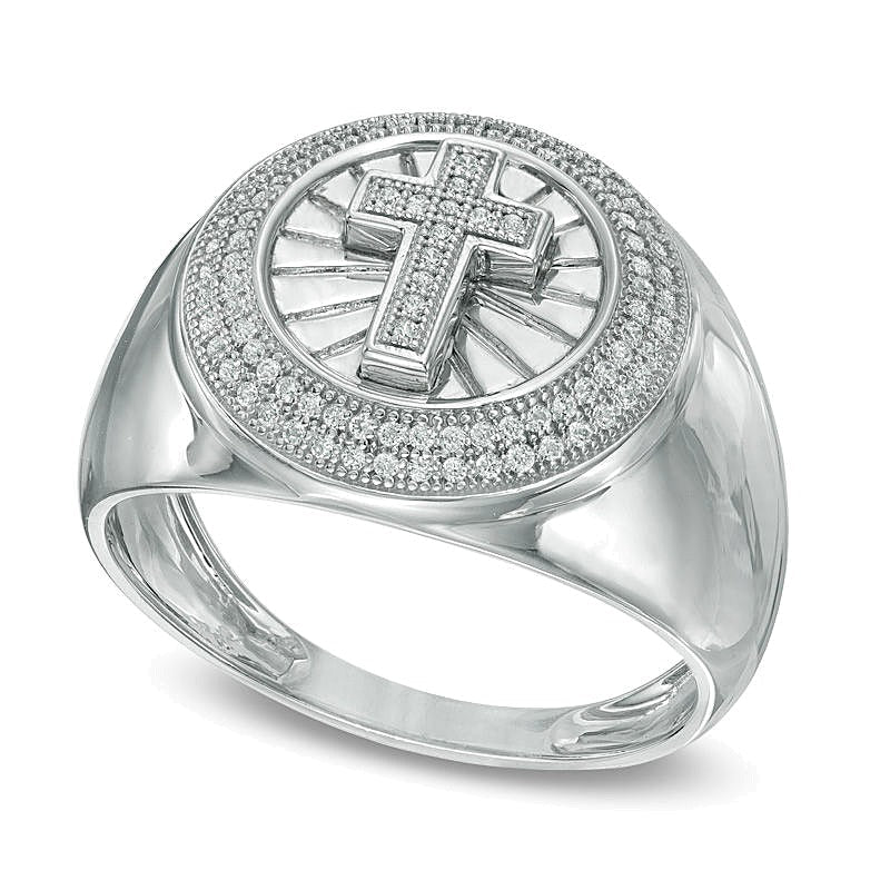 Kreuz-Ring mit Diamanten 0.25 ct. Gesamtgewicht in 10K Weißgold