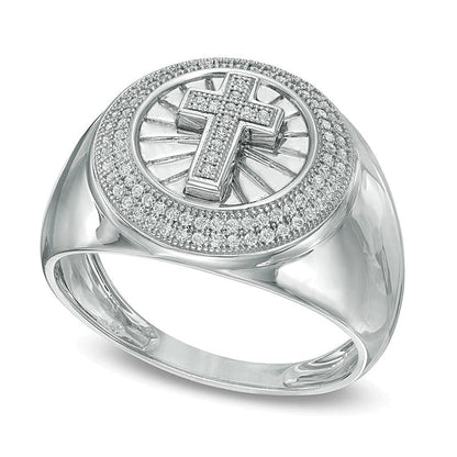 Kreuz-Ring mit Diamanten 0.25 ct. Gesamtgewicht in 10K Weißgold