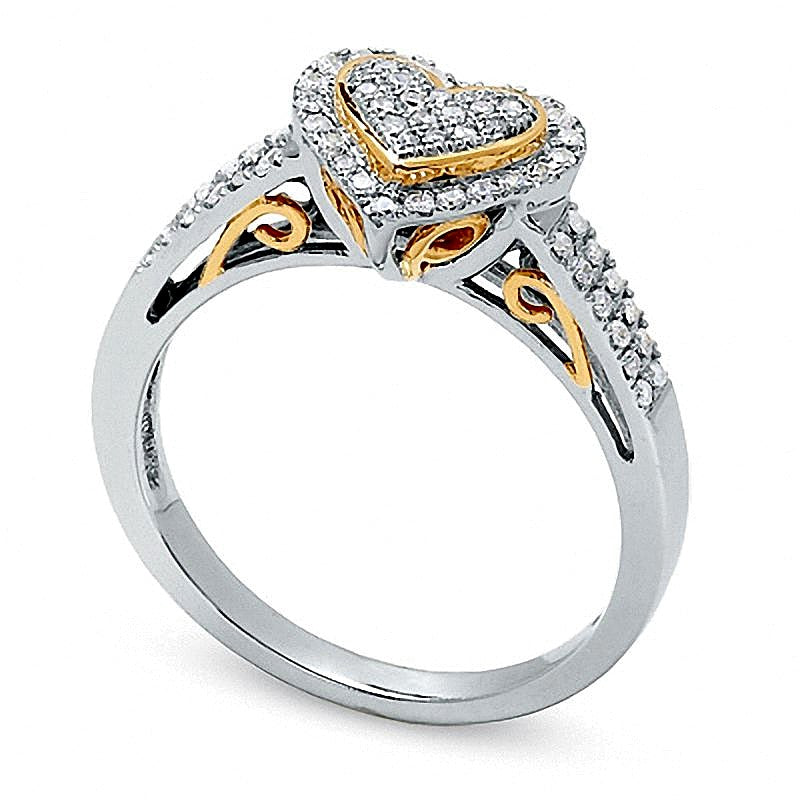 0.33 ct. Gesamtgewicht Diamant Pavé Herz-Ring in 10K Two-Tone Gold