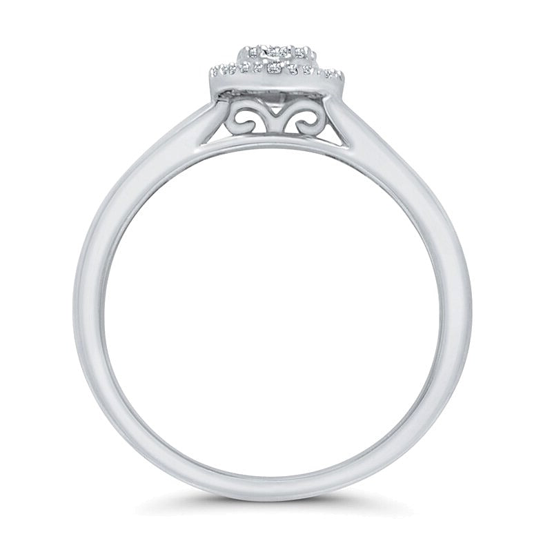 0.25 ct. Gesamtgewicht Multi-Diamant Bypass-Ring mit ovalem Halo in 10K Weißgold