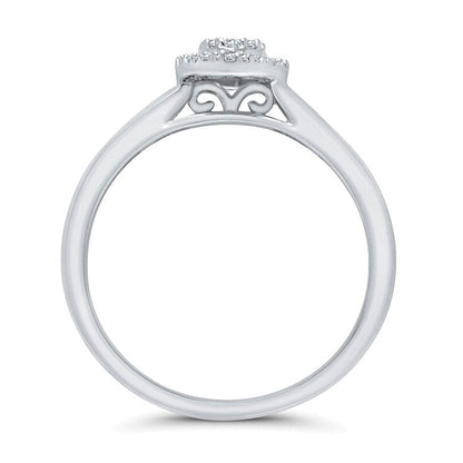 0.25 ct. Gesamtgewicht Multi-Diamant Bypass-Ring mit ovalem Halo in 10K Weißgold
