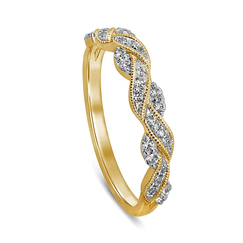 0,25 ct. Gesamtgewicht Diamant Memoire-Ring in geflochtenem Vintage-Stil aus 10K Gelbgold