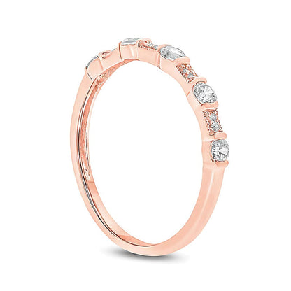 Memoire-Ring im Vintage-Stil zum Stapeln mit Diamanten 0.33 ct. Gesamtgewicht in 10K Roségold