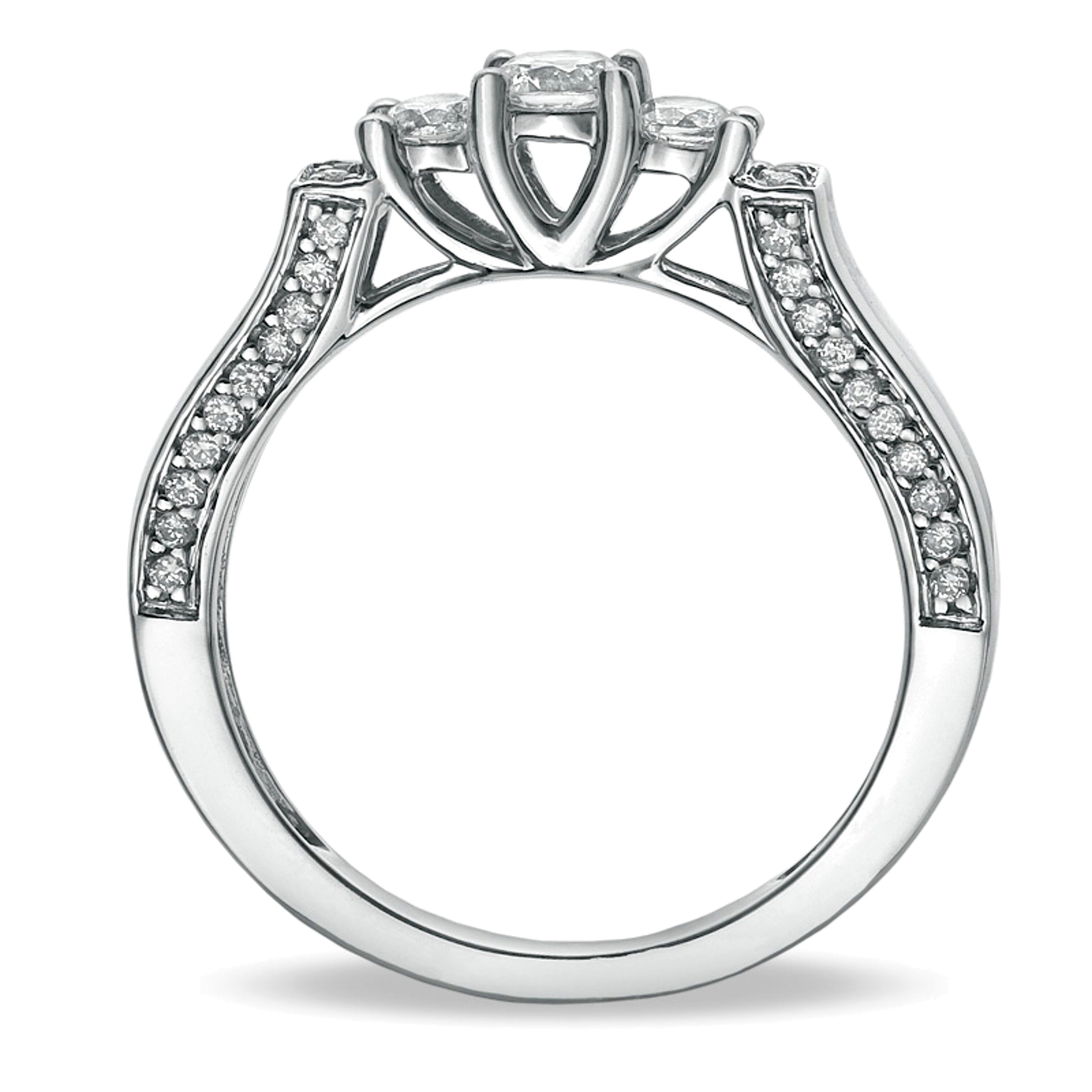 0.5 ct. Gesamtgewicht Diamant Dreistein-Ring in 10K Weißgold