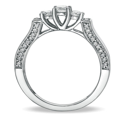 0.5 ct. Gesamtgewicht Diamant Dreistein-Ring in 10K Weißgold