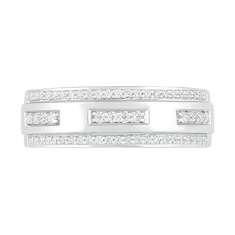 0.38 ct. Gesamtgewicht Diamant-Ehering mit Diamantkante in 10K Weißgold