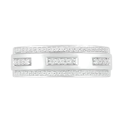 0.38 ct. Gesamtgewicht Diamant-Ehering mit Diamantkante in 10K Weißgold