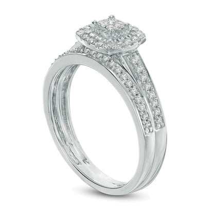 0.25 CT. TW Multi-Diamant Braut-Set mit Kissenschliff-Rahmen in 10K Weißgold