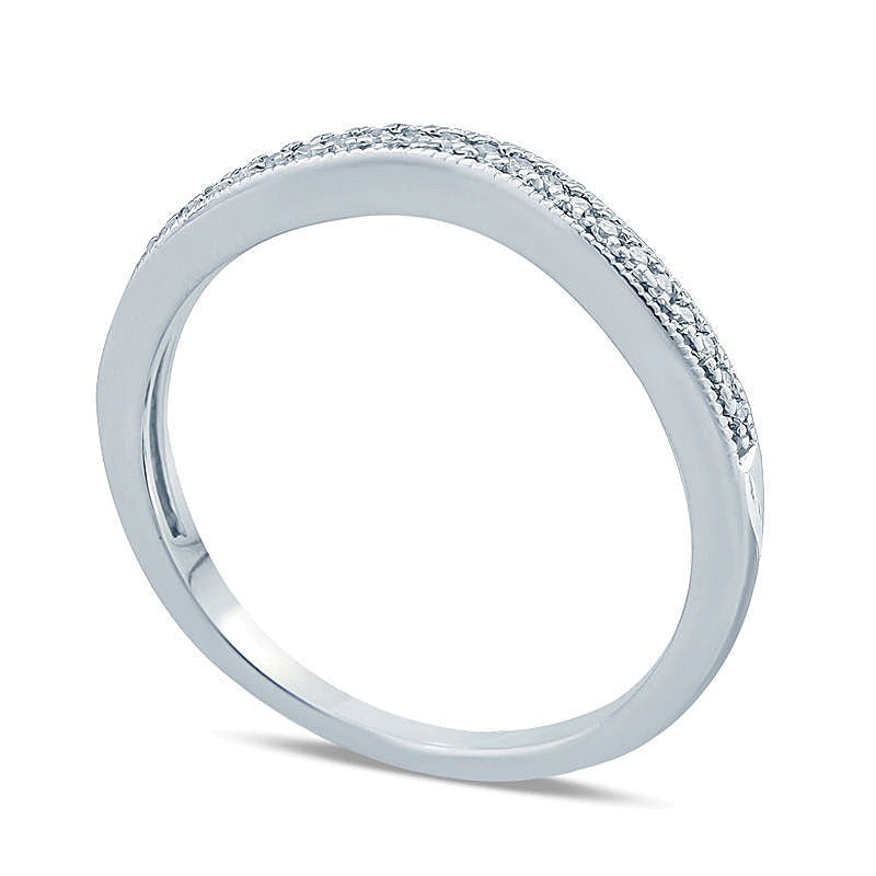 0.1 ct. Gesamtgewicht Diamant Ehering im Vintage-Stil mit Kontur in 10K Weißgold