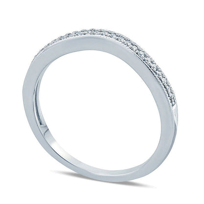 0.1 ct. Gesamtgewicht Diamant Ehering im Vintage-Stil mit Kontur in 10K Weißgold