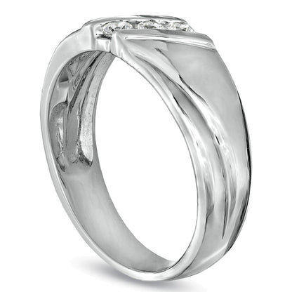 0.17 ct. Gesamtgewicht Diamant Dreistein Ehering diagonal in 10K Weißgold
