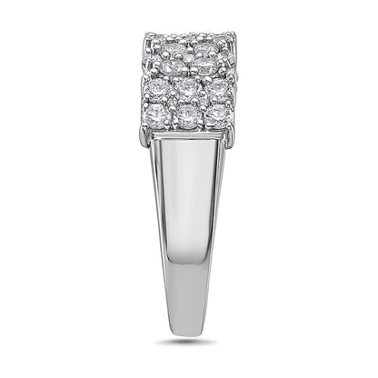 1.0 ct. Gesamtgewicht Ring mit Diamanten in oval und Smaragdschliff im Wechsel, 10K Weißgold