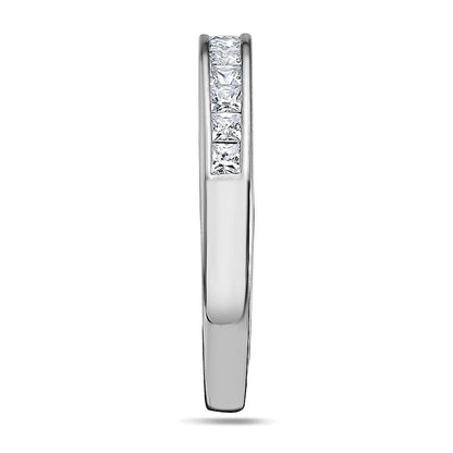 0.5 CT. TW Ehering mit Diamanten im Princess-Schliff in Platin (I/SI2)