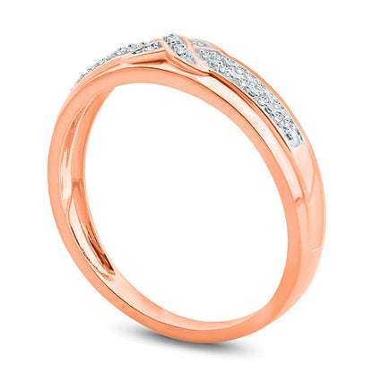 0.05 ct. Gesamtgewicht Diamant Criss-Cross Ehering in 10K Roségold