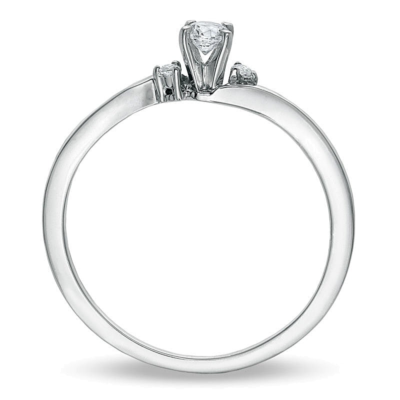 0.17 ct. Gesamtgewicht Dreistein-Freundschaftsring mit Diamanten in 10K Weißgold