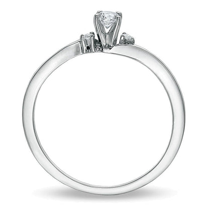 0.17 ct. Gesamtgewicht Dreistein-Freundschaftsring mit Diamanten in 10K Weißgold