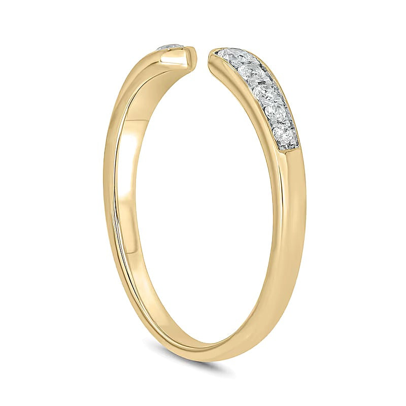 0.2 ct. Gesamtgewicht Diamant Ring mit ansteigendem Besatz und offener Schiene in 10K Gelbgold
