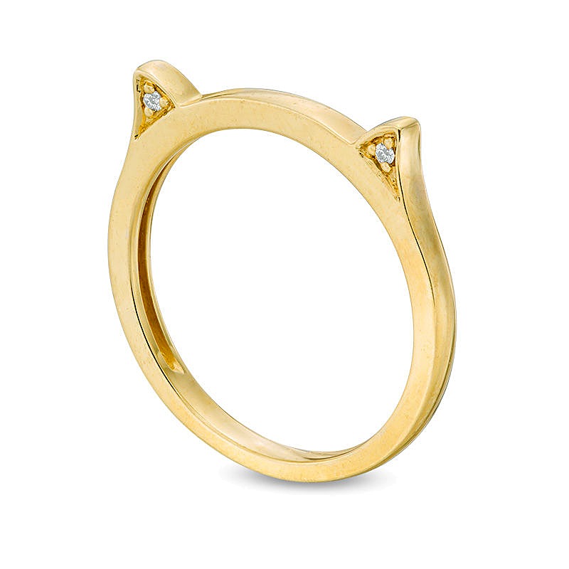 Fashion-Ring Katzenohren mit Diamant in 10K Gelbgold