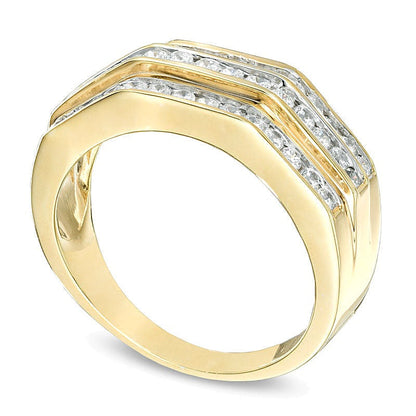 Ehering mit Diamanten 1.0 CT. Gesamtgewicht in 10K Gelbgold