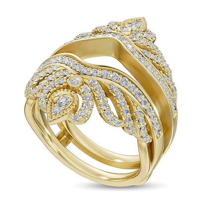 0,75 ct. Gesamtgewicht Diamant Ring im Vintage-Stil mit Krone in 14K Gelbgold