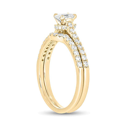 1.0 CT. Gesamtgewicht Brautset mit ovalem Diamant in 14K Gelbgold (I/I2)