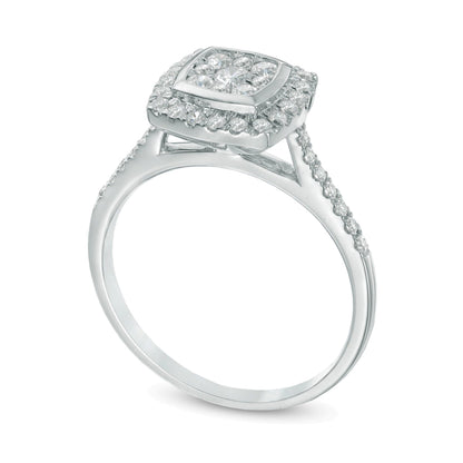 Verlobungsring mit mehreren Diamanten 0.5 ct. Gesamtgewicht und quadratischem Rahmen in 10K Weißgold