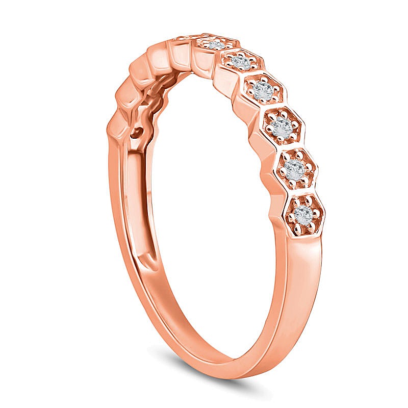 0.1 CT. Gesamtgewicht Diamant Hexagon Stapelring aus 10K Roségold
