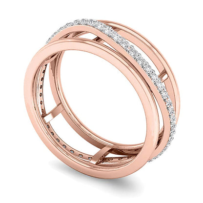 0.38 ct. Gesamtgewicht Diamant Fashion-Ring mit offener Ringschiene in Unendlichkeits-Optik in 10K Roségold
