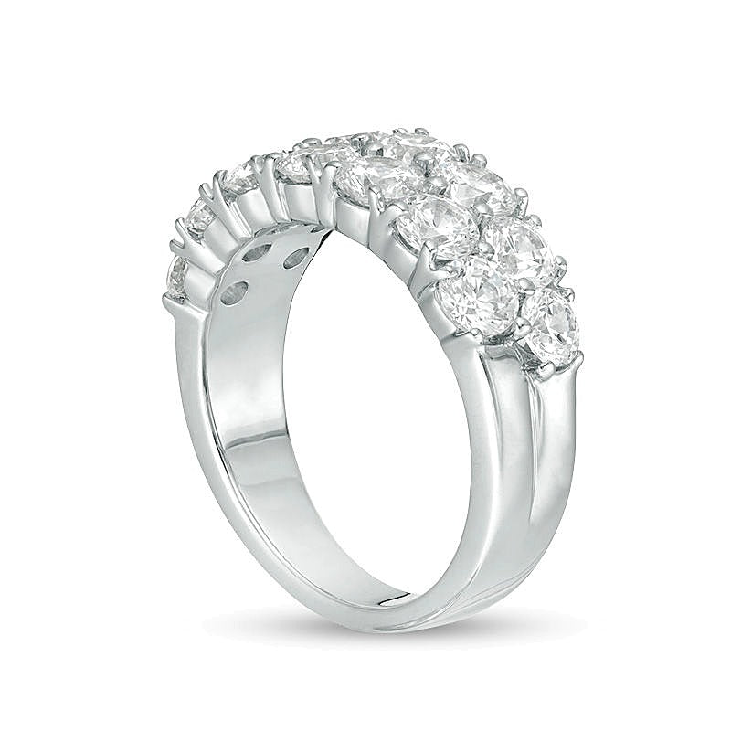 Memoire-Ring mit Diamanten, zweireihig, 4.0 ct. Gesamtgewicht, in 10K Weißgold