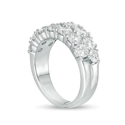 Memoire-Ring mit Diamanten, zweireihig, 4.0 ct. Gesamtgewicht, in 10K Weißgold