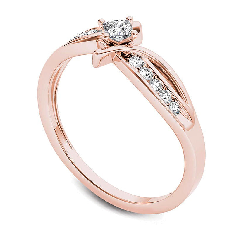 0.25 ct. Gesamtgewicht Freundschaftsring mit Diamanten im Princess- und Rundschliff in 14K Roségold