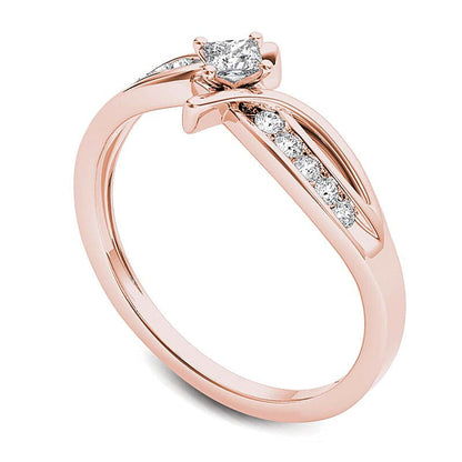 0.25 ct. Gesamtgewicht Freundschaftsring mit Diamanten im Princess- und Rundschliff in 14K Roségold