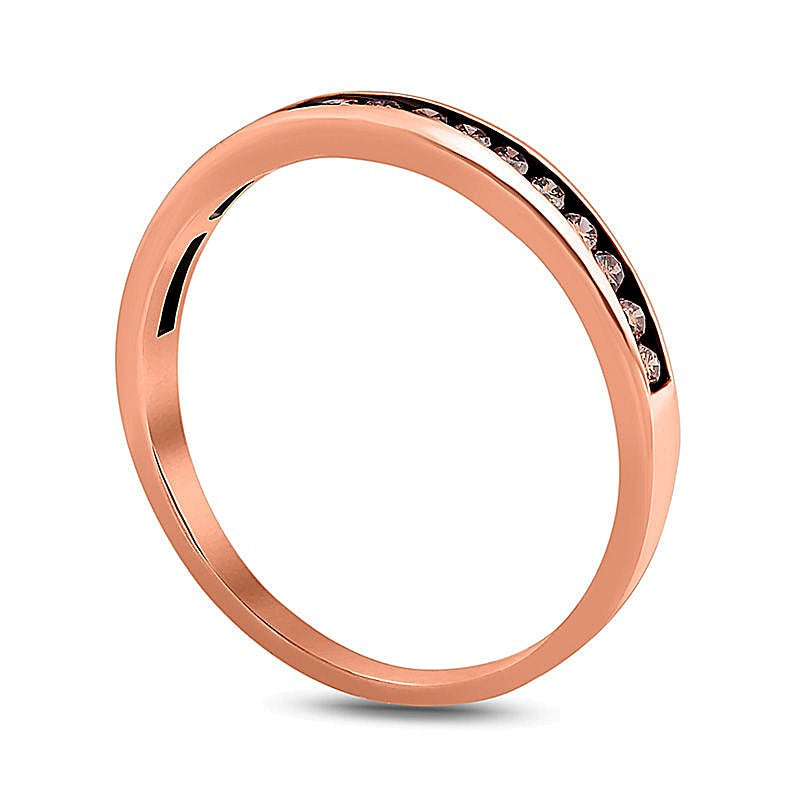 0.25 ct. Gesamtgewicht Champagne Diamant Memoire-Ring kanalgefasst in 10K Roségold mit schwarzem Rhodium