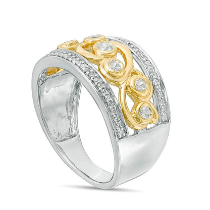 0.38 ct. Gesamtgewicht Diamant Filigran-Ring mit Rankenmuster in 10K Two-Tone Gold