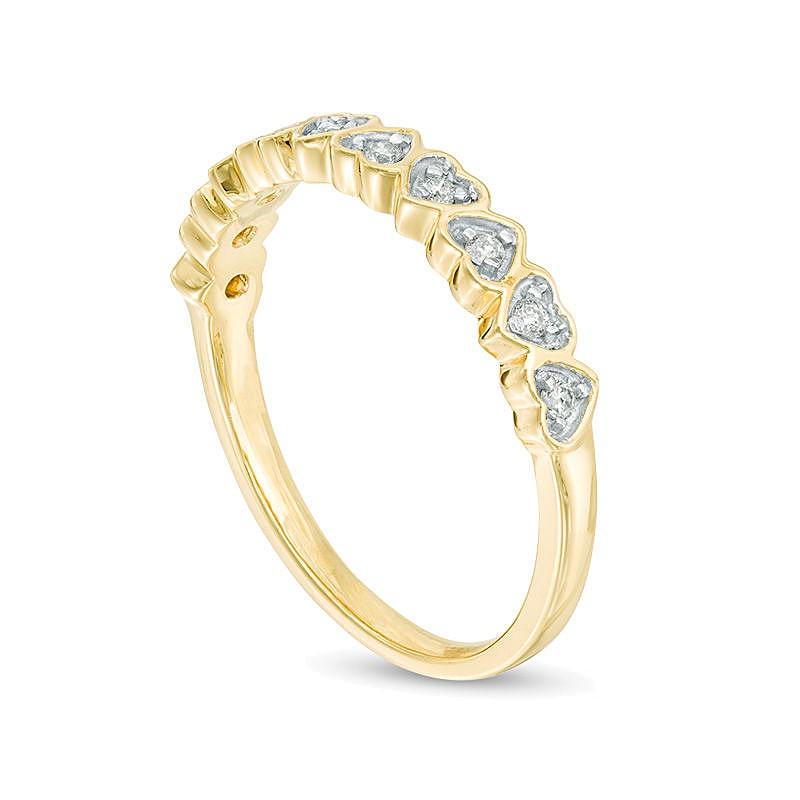 0.1 ct. Gesamtgewicht Diamant Memoire-Ring mit Herzmotiv in 10K Gelbgold