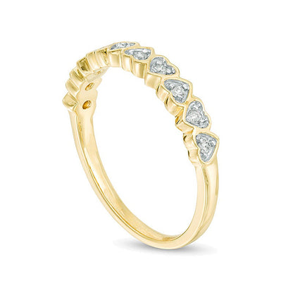 0.1 ct. Gesamtgewicht Diamant Memoire-Ring mit Herzmotiv in 10K Gelbgold
