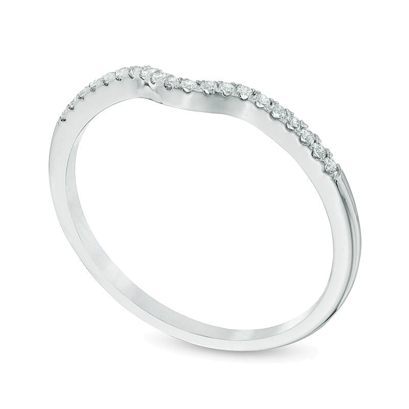 0.1 ct. Gesamtgewicht Diamant Konturen-Ehering in 10K Weißgold