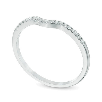 0.1 ct. Gesamtgewicht Diamant Konturen-Ehering in 10K Weißgold