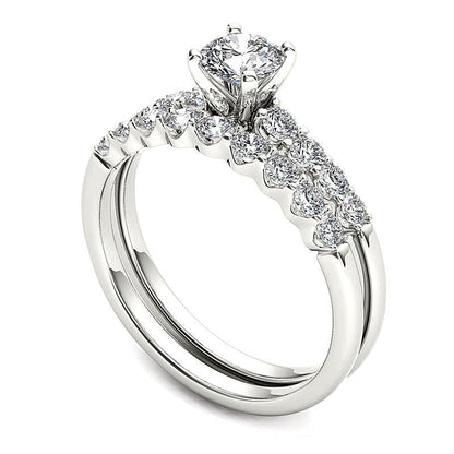 Braut-Set mit Diamanten 1.0 CT. Gesamtgewicht in 14K Weißgold