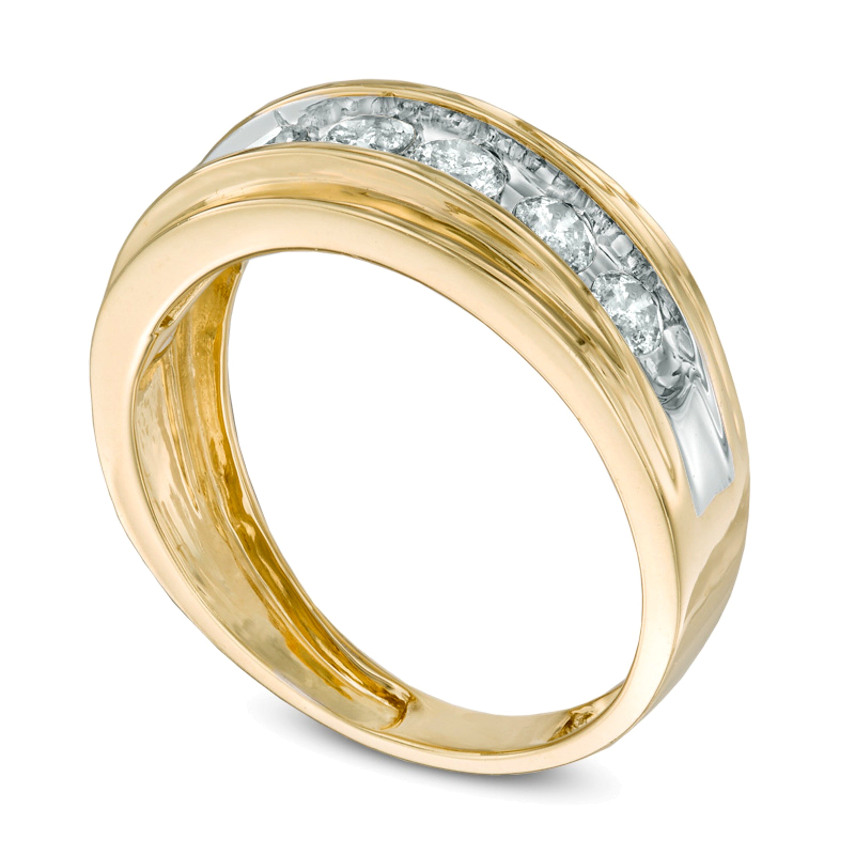 Ring mit Diamanten 1.0 ct. Gesamtgewicht und Komfortschliff in 10K Gelbgold