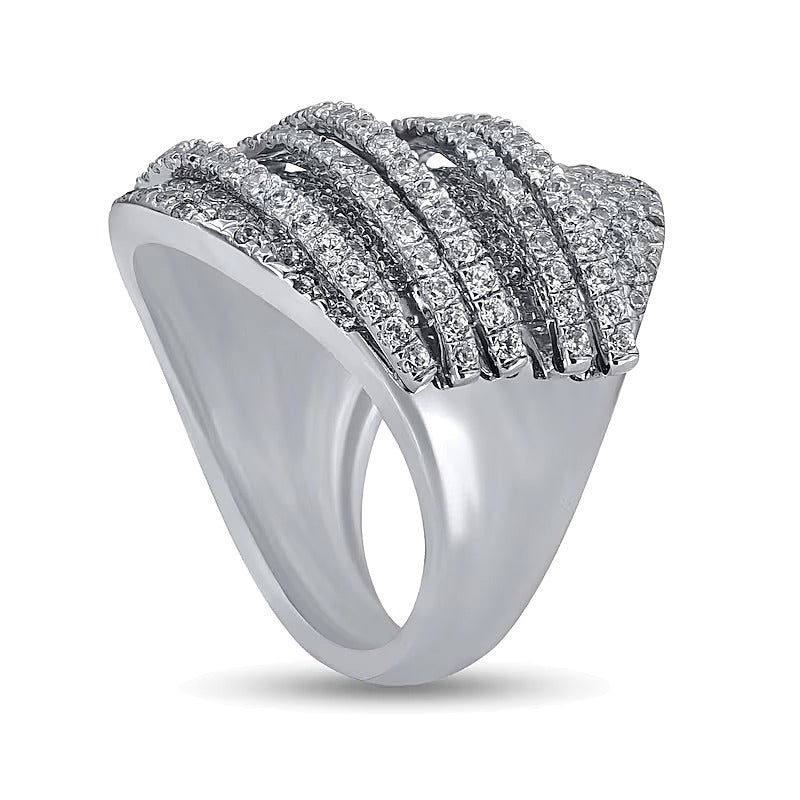 3.0 ct. Gesamtgewicht Diamant Orbit Dome Ring in 10K Weißgold