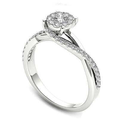 0,5 ct. Gesamtgewicht Diamant Bypass Verlobungsring in 14K Weißgold